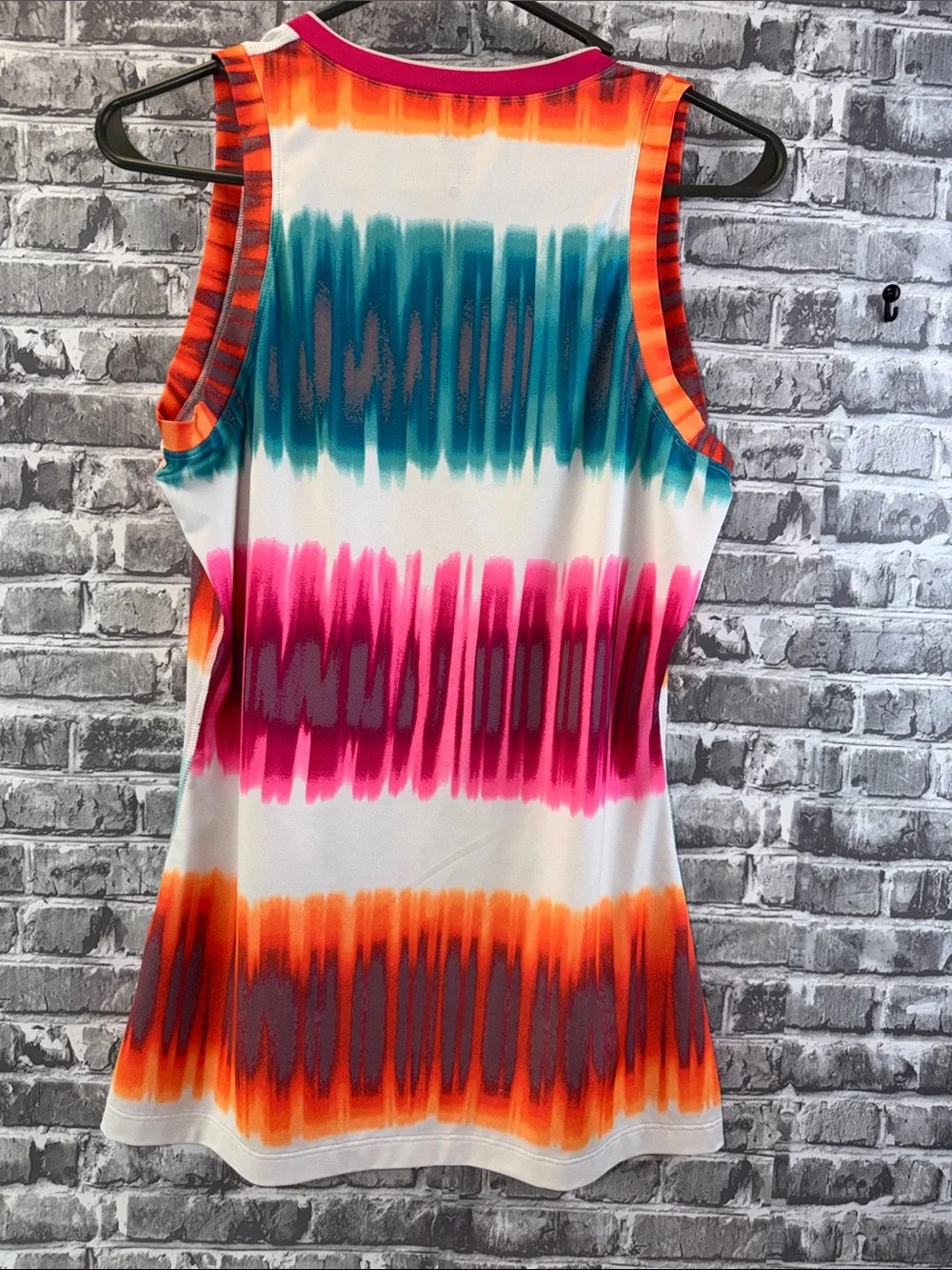 Nike‎ Pro Bright Pink Orange Teal Stripe Performance Tank